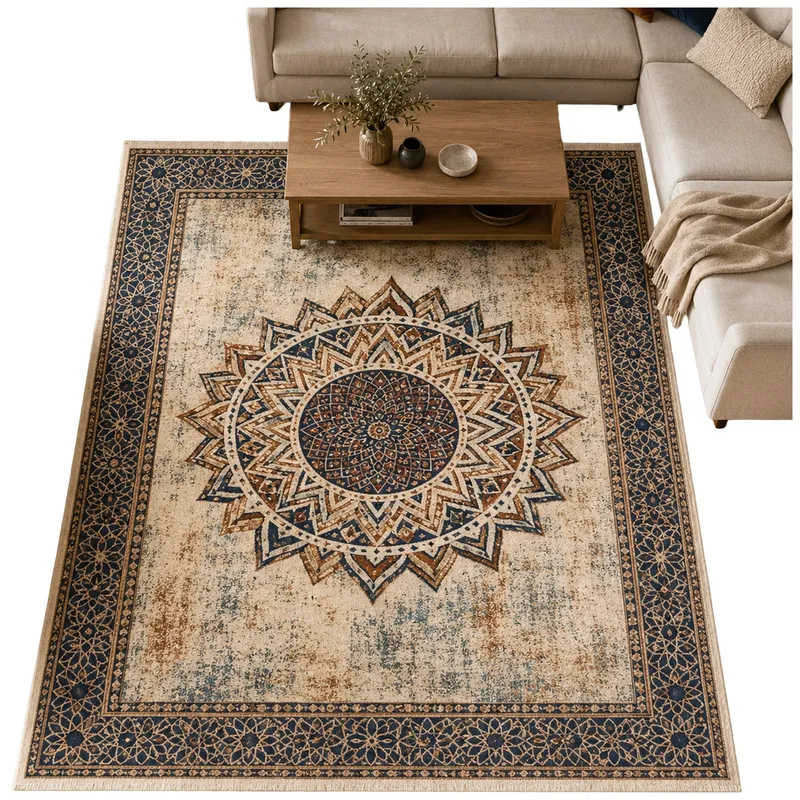 Dywan Mandala 200x160 Do Salonu Orientalny Antypoślizgowy - Wielokolorowy