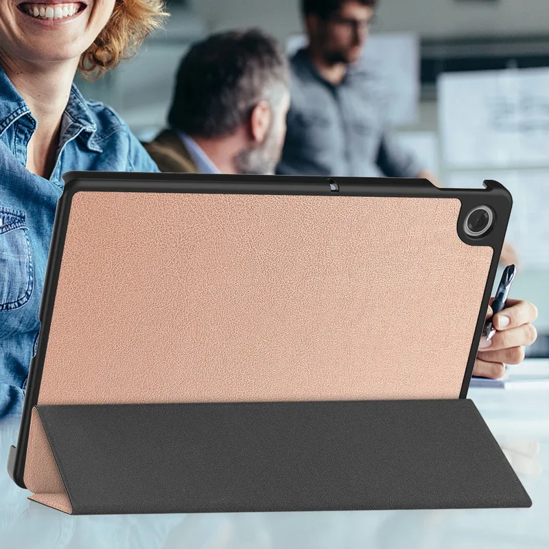 Etui Smart Do Lenovo Tab 10.1 2025 Z Klapką I Podstawką - Złoty Róż