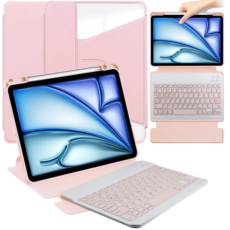 Etui Z Klawiaturą 360 Do IPad Air 13 M4/M3/M2 Ochronne - Różowe