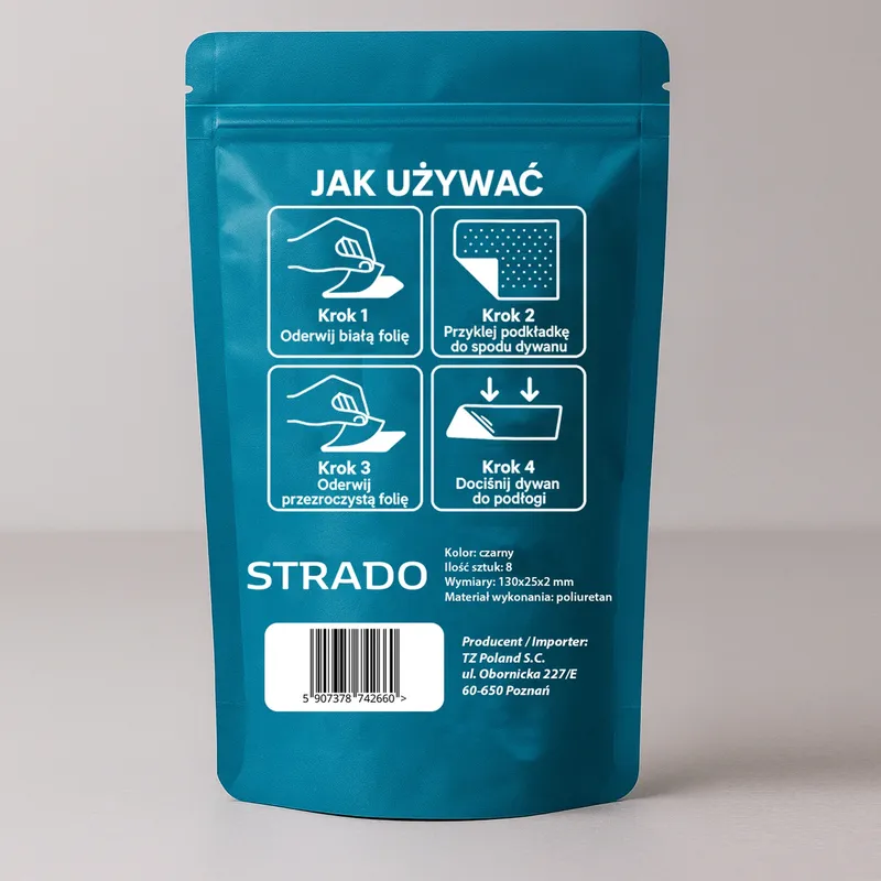 8X Podkładki Antypoślizgowe Naklejki Pod Dywan Wykładzinę - Czarny