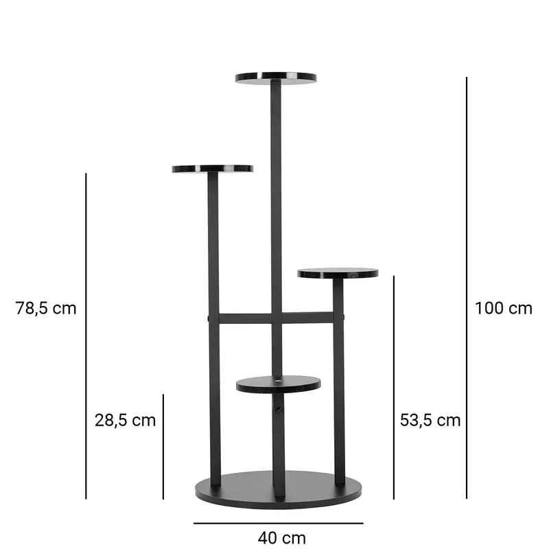 Kwietnik Fino Stojak Metalowy 4 Poziomy 100 cm - Czarny