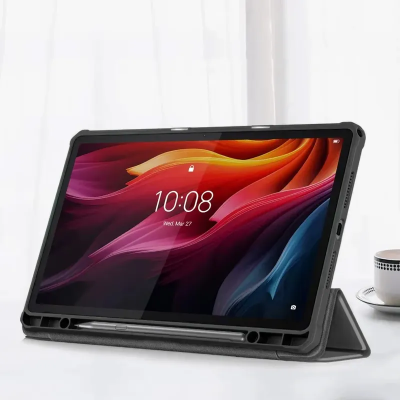 Etui Clear Pencil Do Lenovo K11 Plus Z Podstawką - Czarne