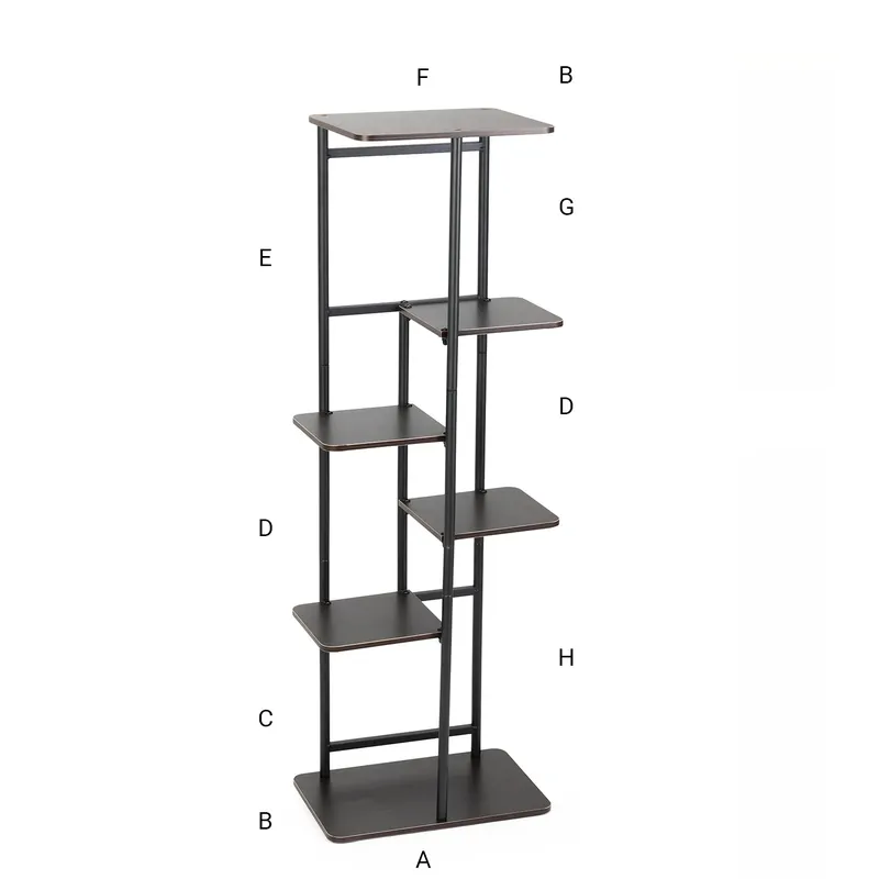 Stojący Kwietnik 106cm Metalowy 6 Poziomów Regał Loft Mondo - Czarny