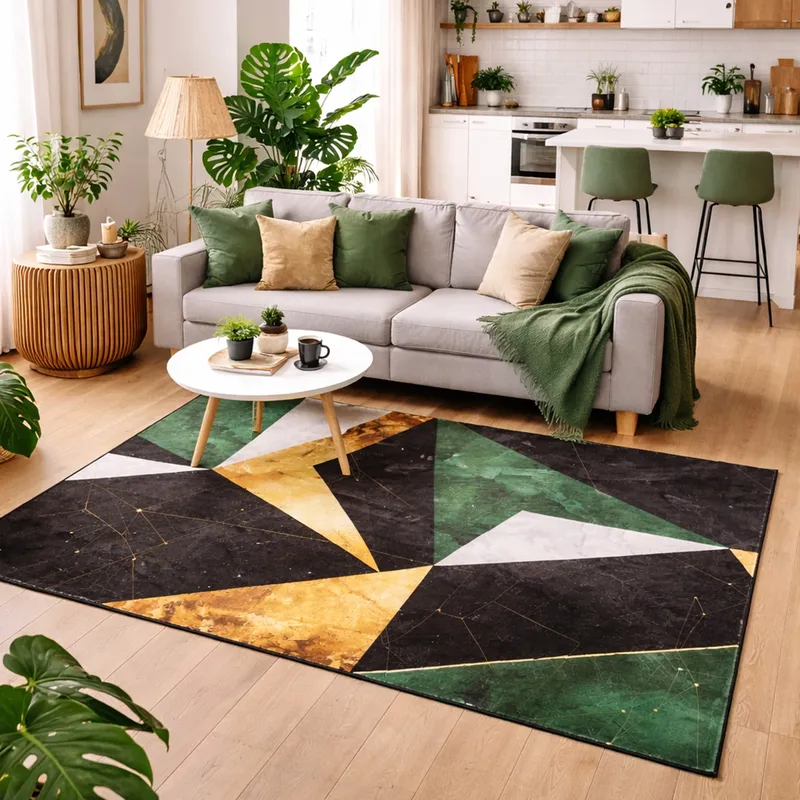 Dywan Novo 150x80 cm Do Salonu I Sypialni - Zielony Marmur