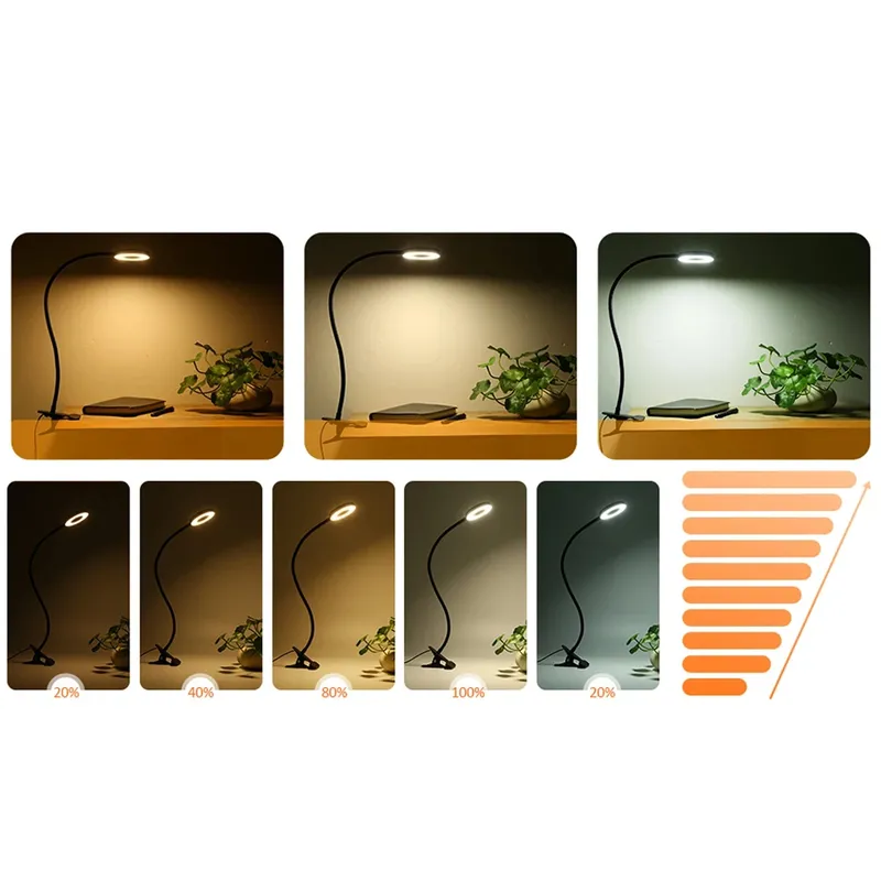 Lampa Biurkowa LED Z Klipsem DML5 Ring 3 Barwy - Czarny
