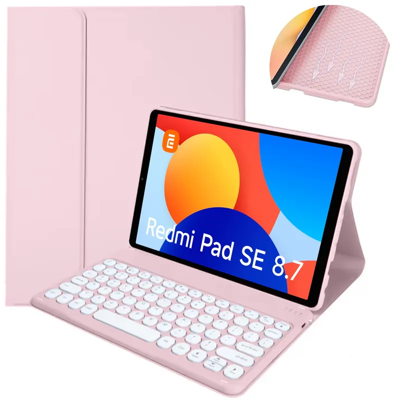 Etui Do XIAOMI Redmi Pad SE 8.7 2024 Z Klawiaturą Bluetooth - Różowe