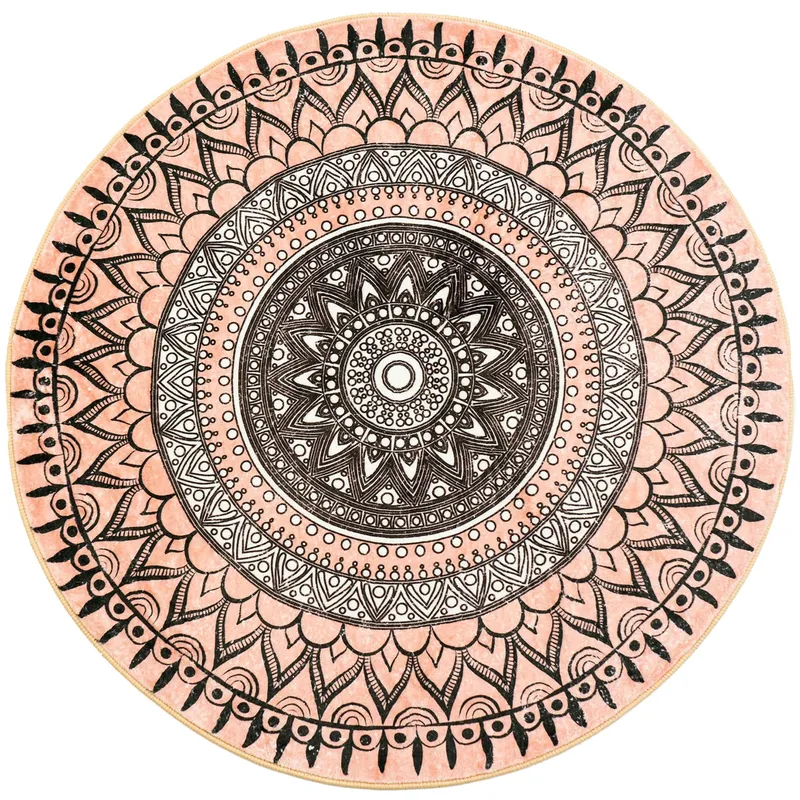 Dywan Okrągły Novo 90x90 cm Aztecki - Beżowy