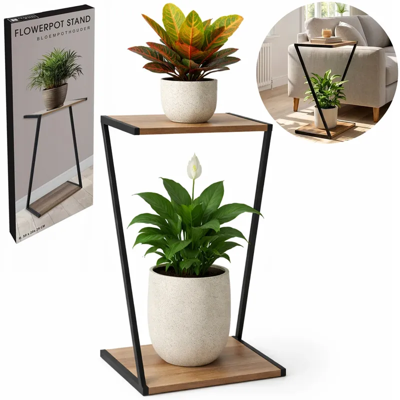 Kwietnik 50x20x29 cm Metalowy Podłogowy Na Rośliny Kwiaty Doniczki