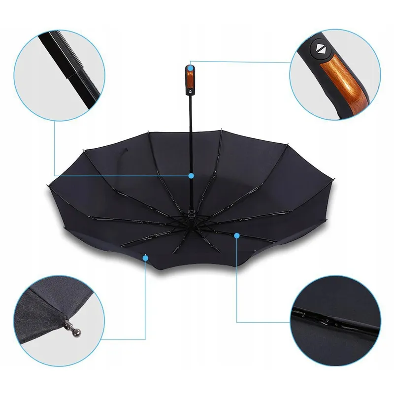 Parasolka Automatyczna Składana 104cm UV Pokrowiec - Brązowy