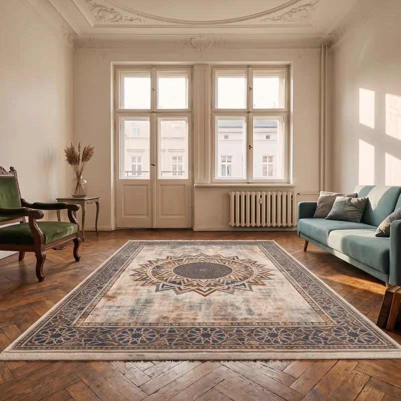Dywan Mandala 220x160 Do Salonu Orientalny Antypoślizgowy - Wielokolorowy