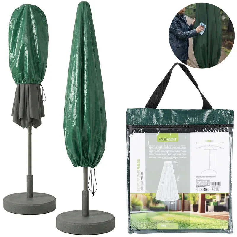 Pokrowiec Na Parasol Ogrodowy 175x50 cm Wodoodporny UV - Ciemnozielony