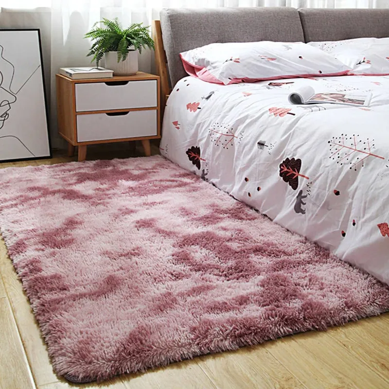 Dywan Shaggy Ombre 200x200 cm Do Salonu I Sypialni - Różowo-Fioletowy