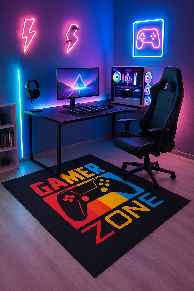 Dywan Gamingowy Mata Pod Fotel Antypoślizgowy 160x120 - Gamer Zone 220x160 cm