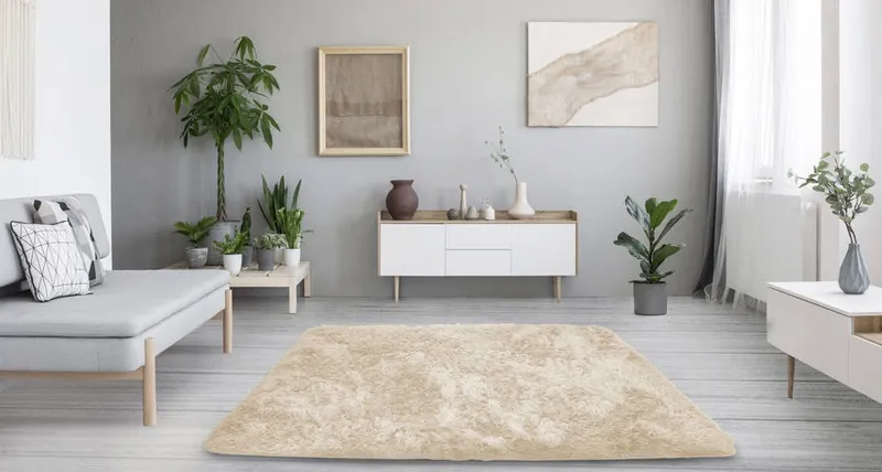 Dywan Shaggy 120x60 cm Beżowy - Miękki Puszysty Do Salonu
