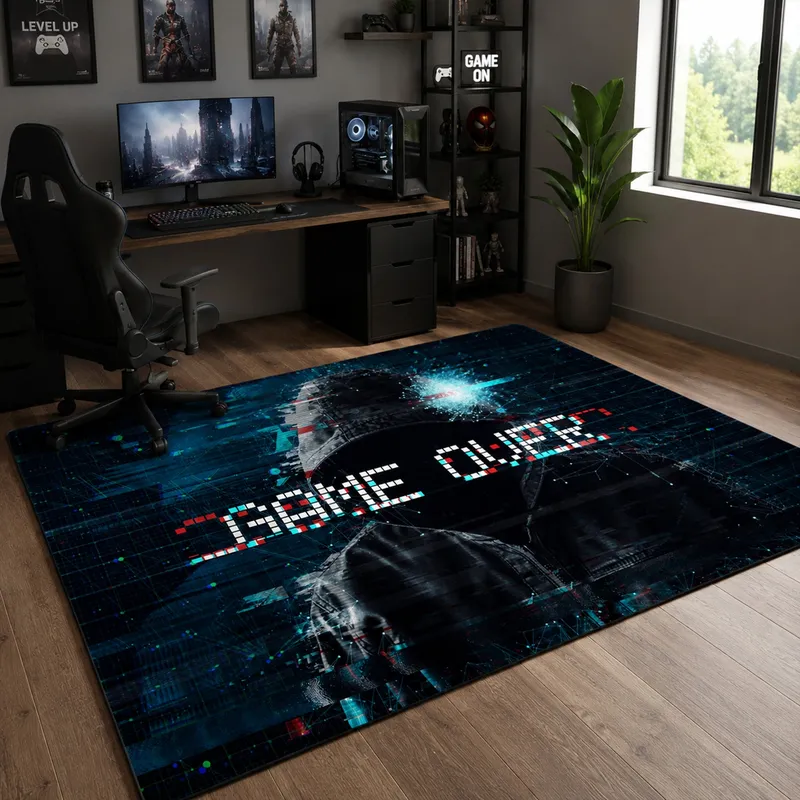 Dywan Gamingowy Mata Pod Fotel 170x120 Antypoślizgowy - GameOver 150x100 cm