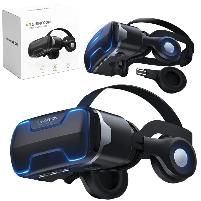 Okulary Gogle 3D VR Shinecon G02ED Do Telefonu Wbudowane Słuchawki - Czarny