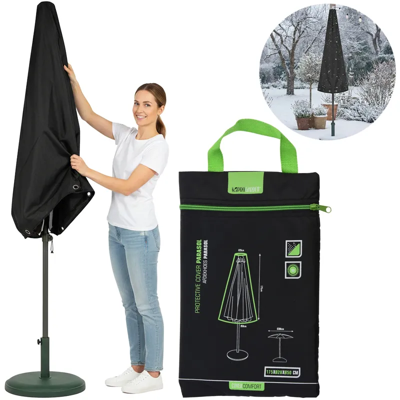 Pokrowiec Na Parasol Ogrodowy 175x50 cm Wodoodporny UV - Czarny