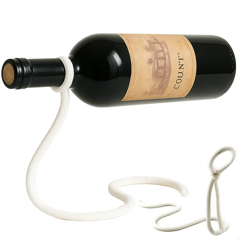 Stojak Półka Uchwyt Na Wino Alkohol Butelkę Magiczny Sznurek Lasso - Biały