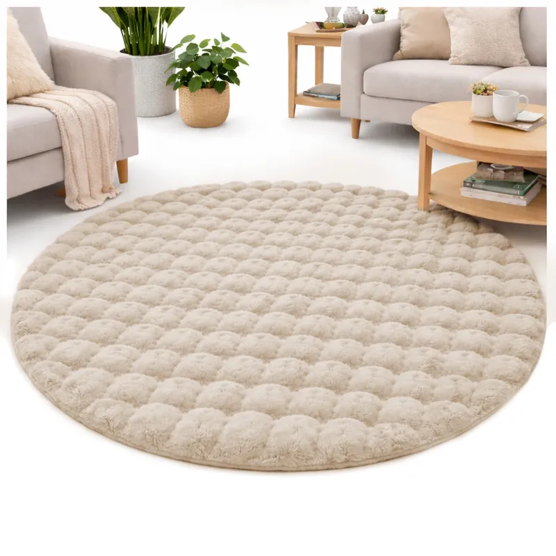 Dywan Okrągły Rabbit Bubble 120 cm - Beżowy