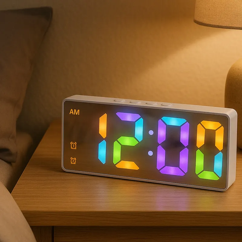 Budzik Zegar Elektroniczny Cyfrowy LED 24H Alarm Drzemka - Biały