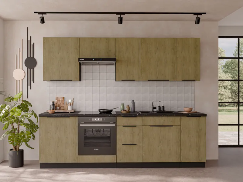 Kuchnia CAMERON 1 Czarny / Dąb Cremona