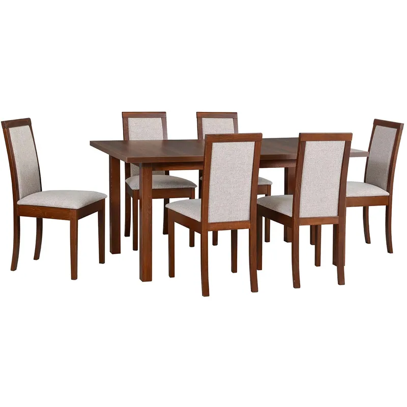 Stół DS30 Orzech Laminat + Krzesła DK32 (6 Szt.) Orzech / 11B