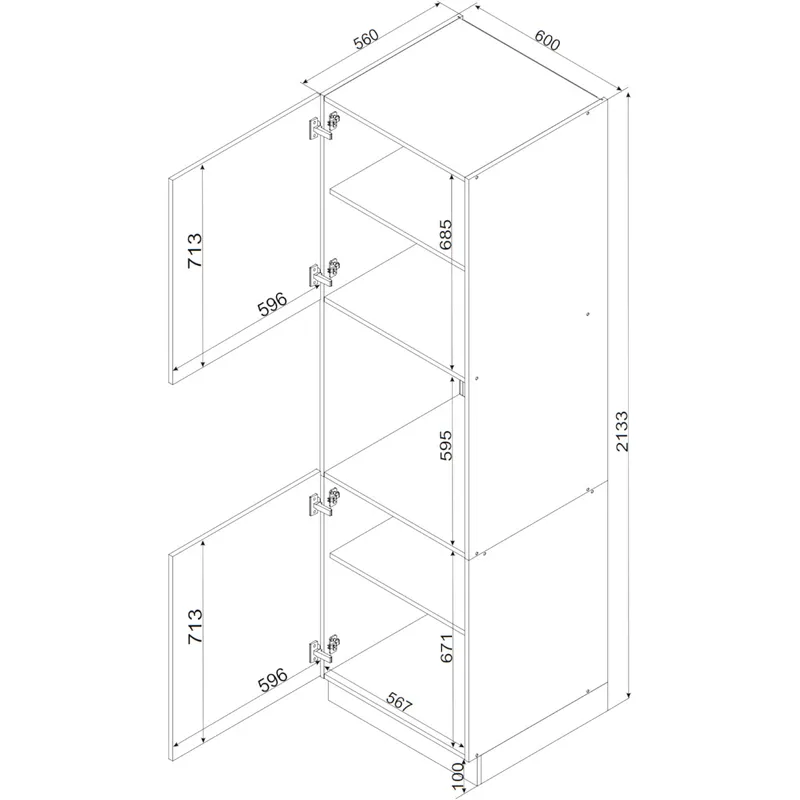 Słupek Kuchenny D60PK ELLEN 08 Grafit / Dąb Artisan