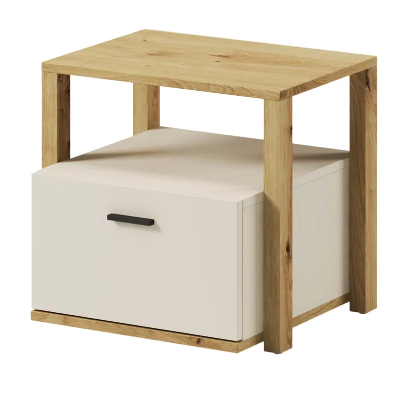 Stolik Nocny Dąb Artisan/Beż/Truflowy LENNY LY07