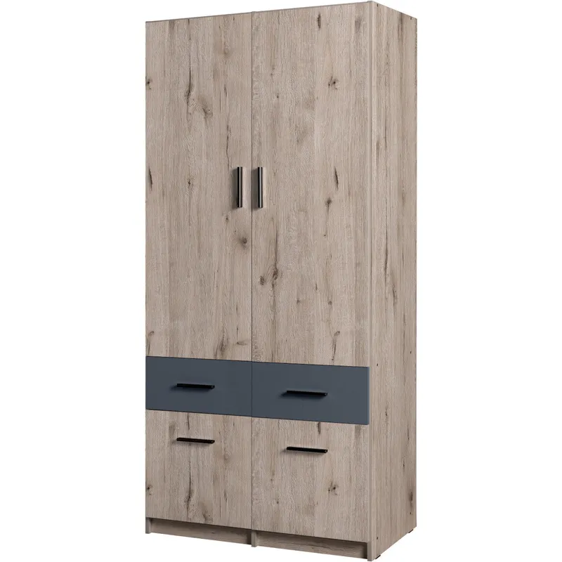 Szafa Z Szufladami 91cm PARMA 03 Dąb Wellington / Grafit
