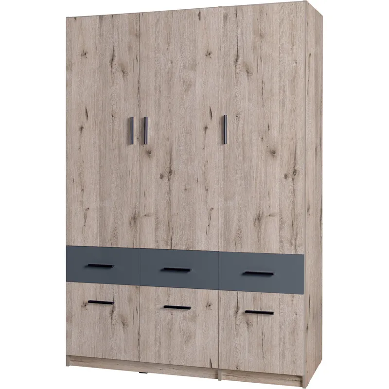 Szafa Z Szufladami 136cm PARMA 04 Dąb Wellington / Grafit