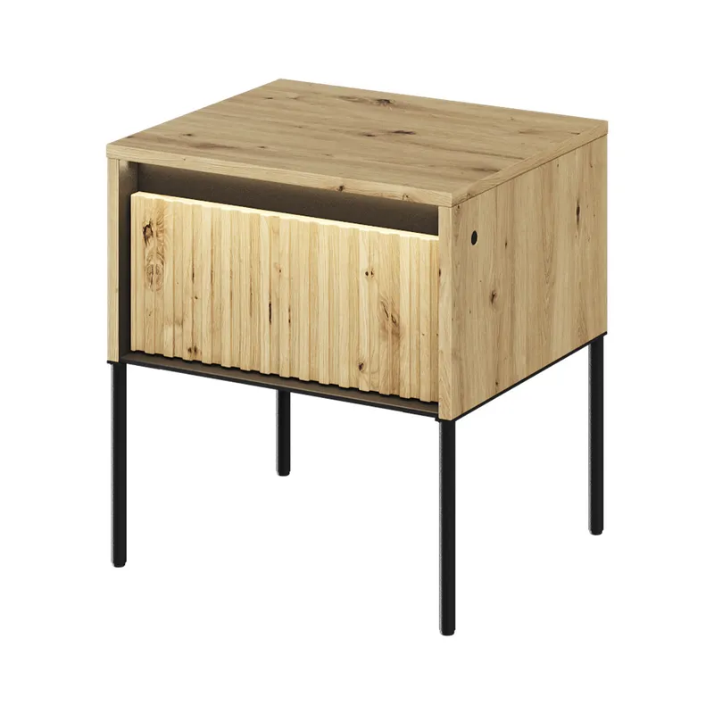 Stolik Nocny 1S Z Oświetleniem Dąb Artisan/Czarny TREND TR10