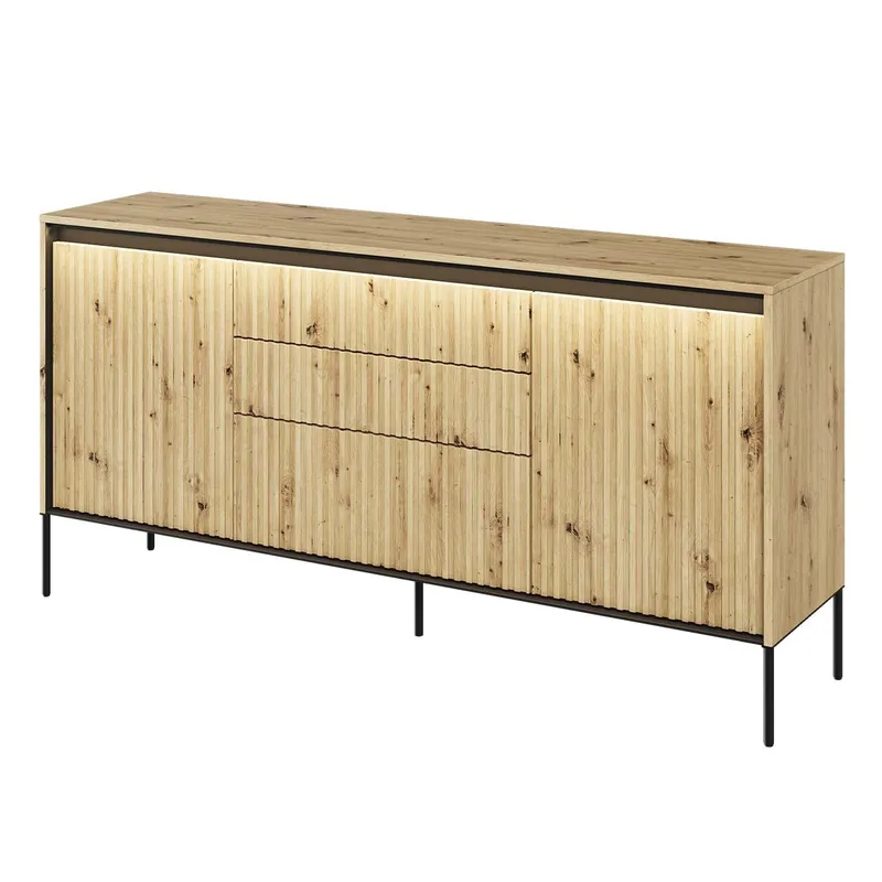 Komoda 2D3S Z Oświetleniem Dąb Artisan/Czarny TREND TR01
