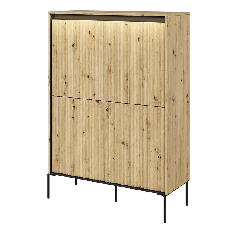Komoda 4D Z Oświetleniem Dąb Artisan/Czarny TREND TR03