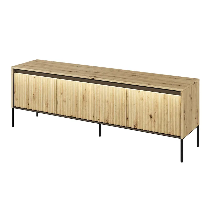 Komoda RTV 166 Z Oświetleniem Dąb Artisan/Czarny TREND TR05