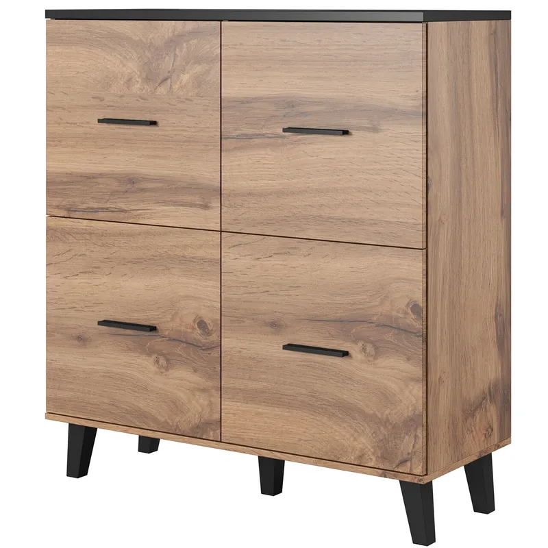 Komoda LOTAR 110 4D Dąb Wotan / Czarny