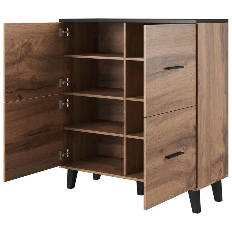 Komoda LOTAR 110 4D Dąb Wotan / Czarny