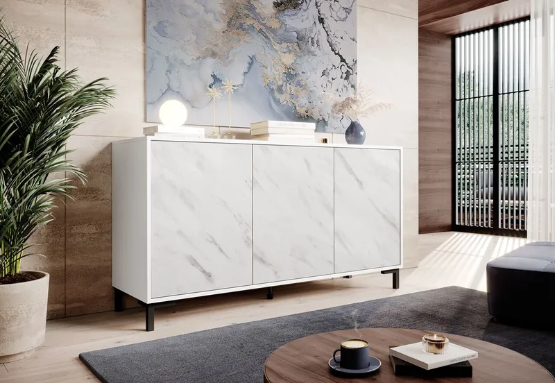 Komoda MARMI 150 Biały / Marmur Biały