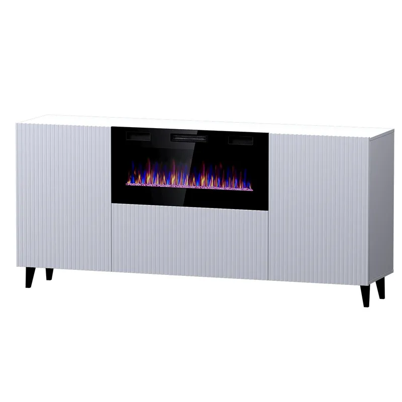 Komoda FASO 180 Z Kominkiem - Biała
