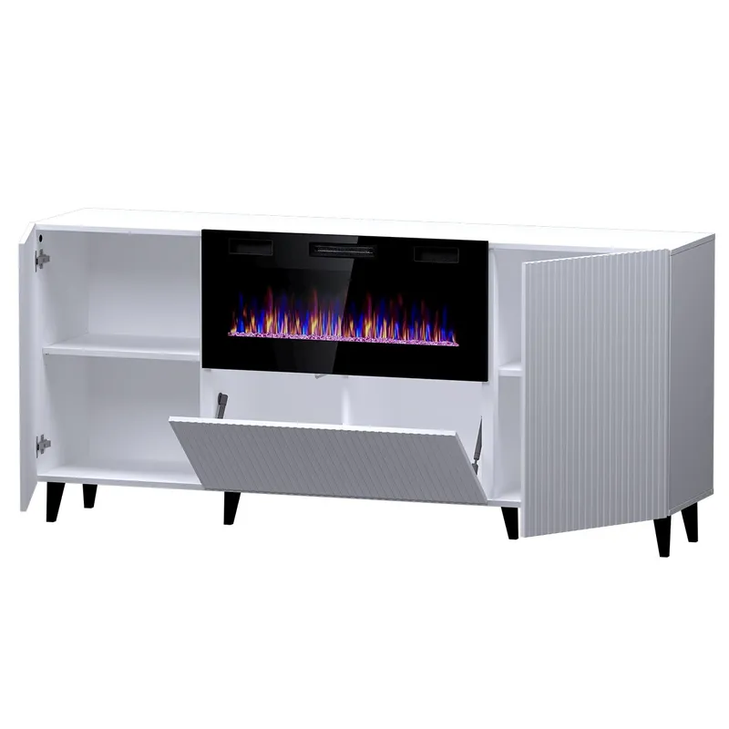 Komoda FASO 180 Z Kominkiem - Biała