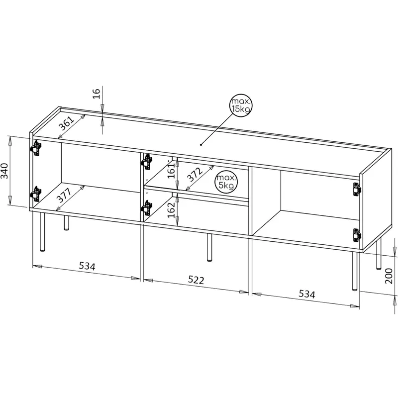 Komoda RTV TESSI 165 3D - Biały