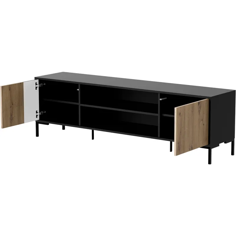 Szafka RTV CIMER 07 Czarny / Dąb Artisan