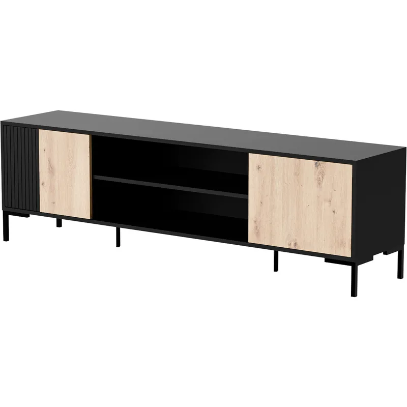 Szafka RTV CIMER 07 Czarny / Dąb Artisan