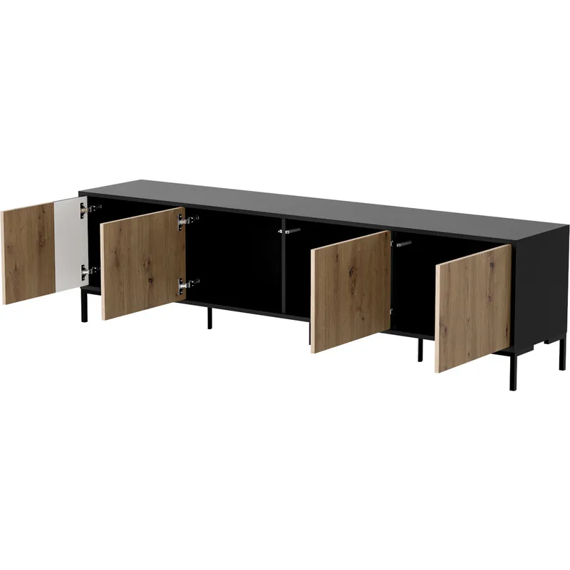 Szafka RTV CIMER 09 Czarny / Dąb Artisan