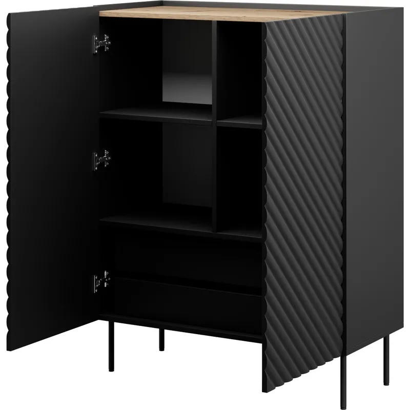 Regał Zamknięty INDA 2D2SZ Czarny / Dąb Artisan