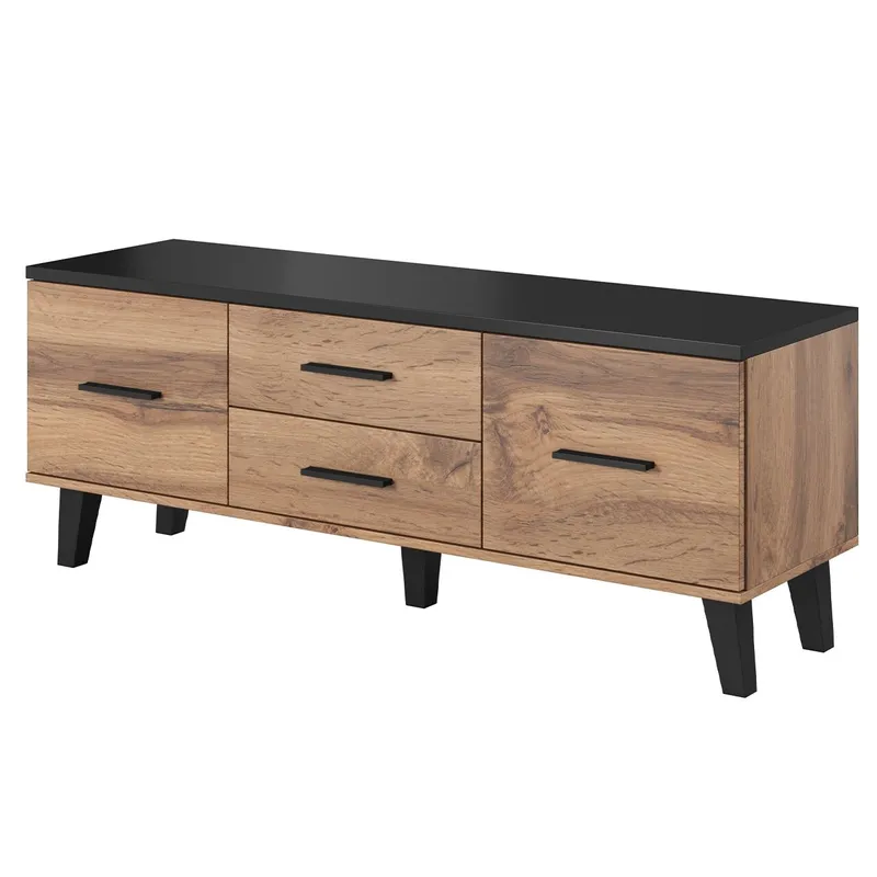Komoda RTV LOTAR 140 Dąb Wotan / Czarny