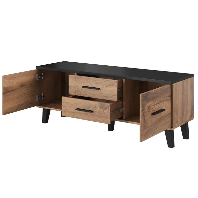 Komoda RTV LOTAR 140 Dąb Wotan / Czarny