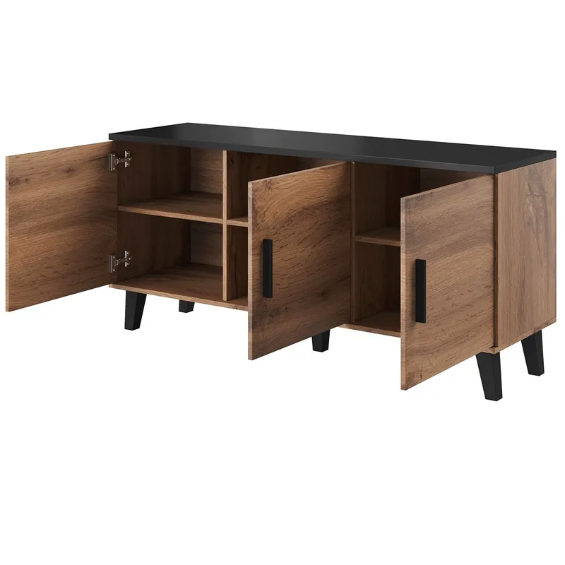 Komoda RTV LOTAR 150 3D Dąb Wotan / Czarny