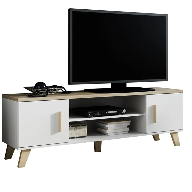 Komoda RTV LOTAR 160 Biel Brylantowa / Dąb Sonoma