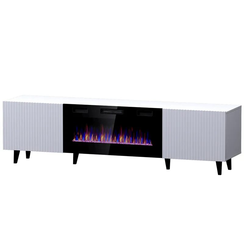 Komoda RTV FASO 180 Z Kominkiem - Biała