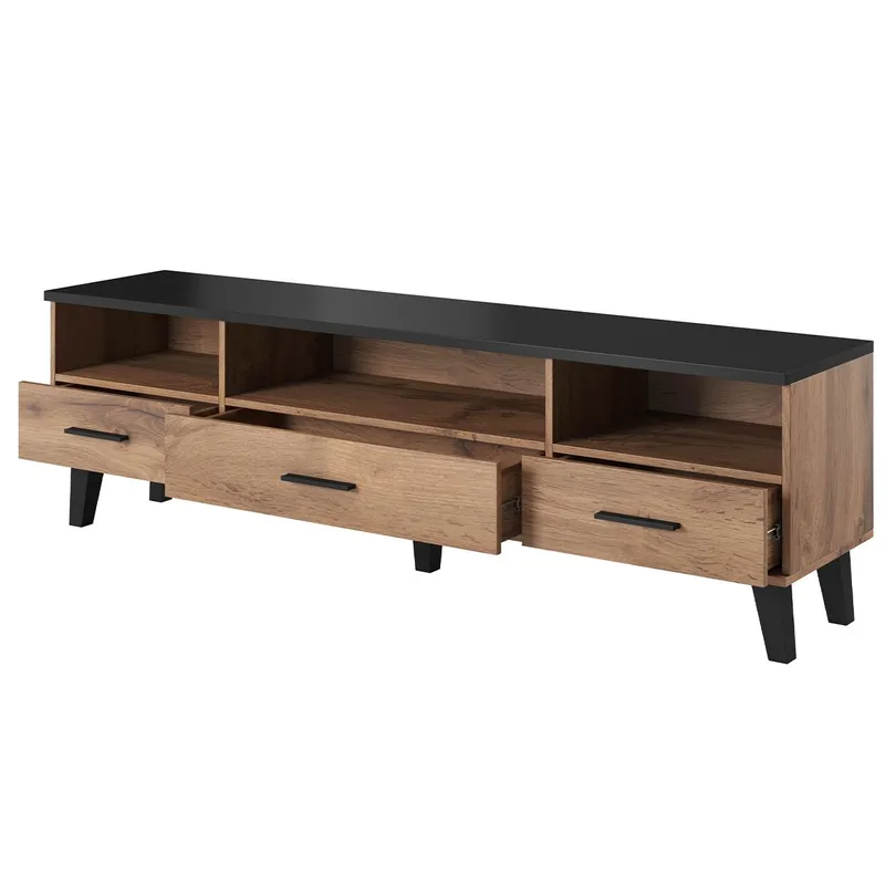 Komoda RTV LOTAR 180 Dąb Wotan / Czarny